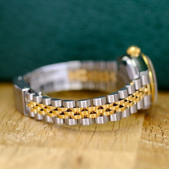 ROLEX DATEJUST CREAM PYRAMID ROMAN DIAL 18KY FLUTED JUBILEE TWO-TONE WATCH 69173 - Picture 6 of 9